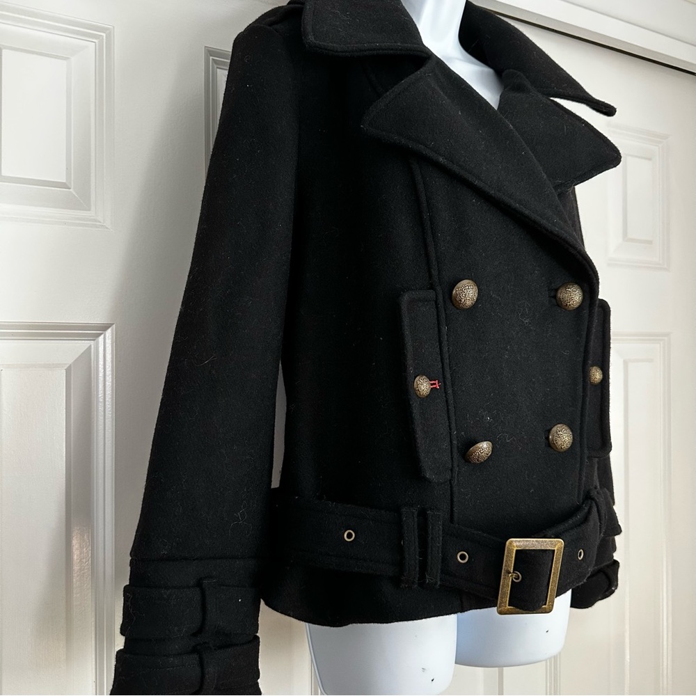 Free People Cecelia Peacoat Military Wool Jacket in Black - Picture 5 of 7
